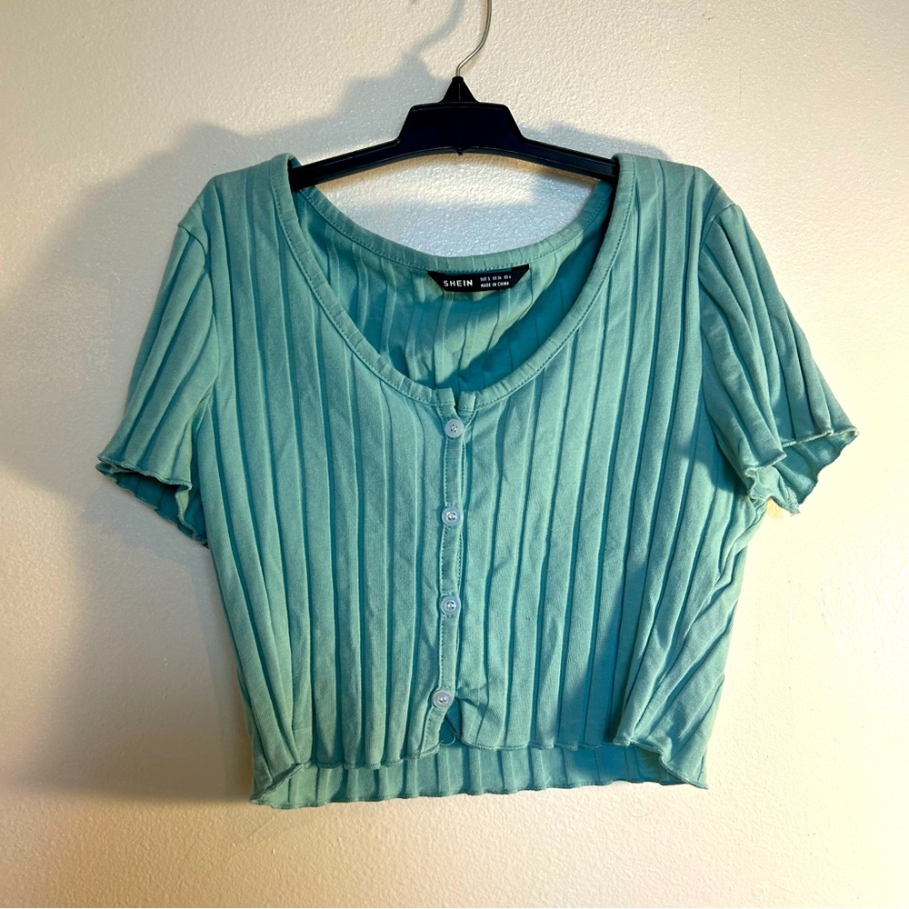 Shein Crop Top Ribbed Womens Size Small Stretchy